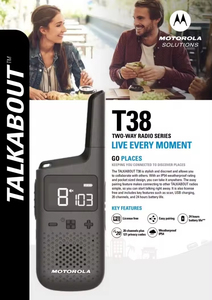 Radio <span class=keywords><strong>Walkabout</strong></span> Talkabout T38 Motorola, Radio Móvil Digital Pública, 20 Canales, Resistente al Agua IPX2, Paquete Doble, Radio Pública - Product Image 3