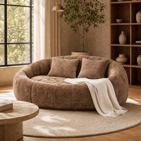 Canapé rond texturé marron surdimensionné avec coussins capitonnés, style moderne pour salon, vente en gros, directement de l'usine