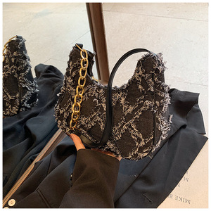 Borse a Spalla da Donna in Denim Trapuntato Effetto Vissuto, Borsetta Portatile Trendy - Product Image 3