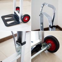 Chariot à main pliable en aluminium robuste de 80 kg avec roues pleines de 6 pouces pour entrepôt, déménagement et courses
