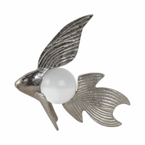 Scultura moderna di pesce con perla per decorazione di casa, bagno, ufficio, soggiorno. - Product Image 4