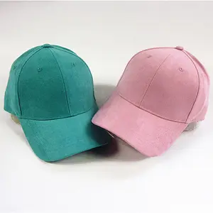 새로운 스타일 폴리 에스터 빈 스포츠 모자 도매 패션 핑크와 그린 컬러 스웨이드 야구 모자