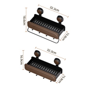 Étagère murale de salle de bain sans perçage avec ventouses, organisateur de rangement <span class=keywords><strong>vintage</strong></span> pour <span class=keywords><strong>cuisine</strong></span>, douche, surfaces lisses - Product Image 6