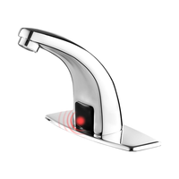 Robinet de lavabo de salle de bain moderne en laiton à poignée unique sans contact avec capteur de mouvement automatique plaque à 1 trou Chrome