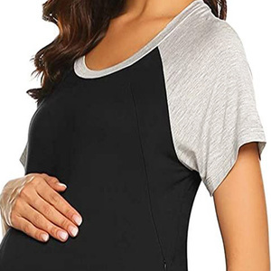 Nuova Camicia da Notte Morbida per Donne <span class=keywords><strong>in</strong></span> <span class=keywords><strong>Allattamento</strong></span>, Vestito per il Parto per Mamme, Abbigliamento da Notte Premaman a Maniche Corte - Product Image 6