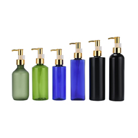 Flacon en plastique PET ambré de luxe pour cosmétiques, beurre corporel, shampoing, huile, après-shampoing, 100 ml, 120 ml, 250 ml, 500 ml, avec pompe à huile dorée