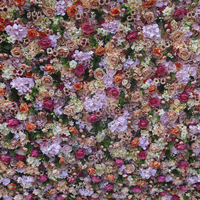 NINI Panneau mural floral 2,4 m x 2,4 m pour toile de fond de mariage, style 3D, rouleau de fleurs en soie, décoration murale élégante en fleurs de soie