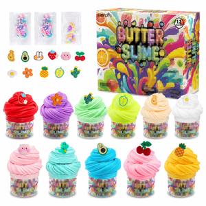 Lot de slime 12 couleurs fabriqué en Chine pour l'exportation, conforme aux normes européennes, pâte à modeler, emballage en boîte colorée - Product Image 1