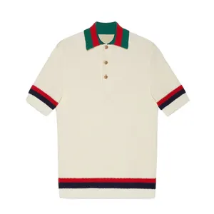 Polo en tricot d'été fabriqué par OEM ODM, pull en tricot à manches courtes 100% coton, T-SHIRT de polo en tricot de créateur de luxe pour hommes