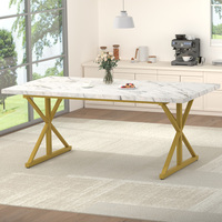 Table à manger en MDF avec base en marbre personnalisée OEM, pieds réglables et base robuste pour une utilisation quotidienne à la maison en famille