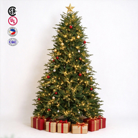 Sapin de Noël artificiel pré-éclairé de 2,4 m avec lumières LED à télécommande, 8 modes, sapin d'épicéa pour décoration intérieure de fêtes