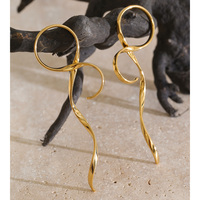 Boucles d'oreilles pendantes longues en acier inoxydable plaqué or PVD abstrait JINYOU 8710, torsadées en spirale