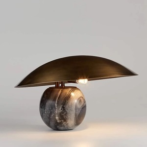 Lampe de table moderne avec base en marbre, source de lumière LED, ampoule E27, commande par interrupteur, éclairage de bureau, chambre à coucher, salle d'étude - Product Image 1