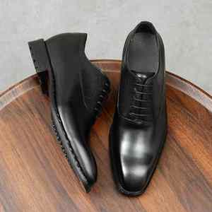 Chaussures Derby pour hommes en cuir de vachette pleine fleur, respirantes, antidérapantes, pour le travail et les déplacements professionnels, style formel et luxueux. - Product Image 3