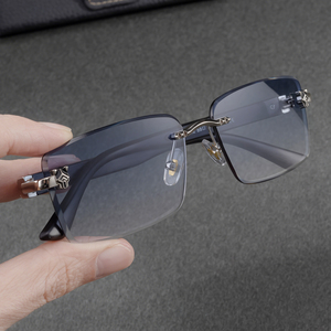 Lunettes <span class=keywords><strong>de</strong></span> <span class=keywords><strong>soleil</strong></span> KAJILA rétro, design personnalisé, logo tête <span class=keywords><strong>de</strong></span> léopard, couleurs bois, sans monture, UV400, pour hommes. - Product Image 4