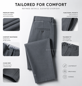 Pantalones de Traje para <span class=keywords><strong>Hombre</strong></span>, Corte Recto, Formales y Casuales, Ideales para Ocasiones de Negocios, Primavera/Otoño - Product Image 5
