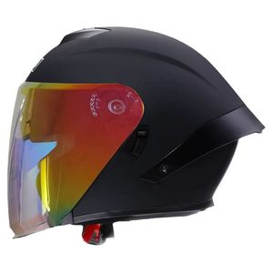 Nuovo Casco Moto Mezza Faccia di Tendenza in ABS con Doppia Visiera Taglia Unica per Tutte le Stagioni - Product Image 1
