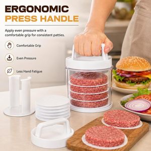 Presse à hamburgers de cuisine avec 5 disques séparateurs, outil de préparation de galettes de hamburgers pour barbecue - Product Image 3