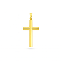 Colgante de Cruz Cristiana Hecho a Mano en Oro Amarillo de 14K, Delgado y Elegante para Uso Diario, Unisex, Sin Níquel, Joyería de Comunión, Colgantes Finos