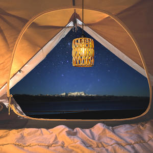 Nuovo Prodotto Transfrontaliero: Lampadario in Rattan <span class=keywords><strong>a</strong></span> <span class=keywords><strong>Batteria</strong></span> con Telecomando, Lampadina LED E27 per Casa, Campeggio, Cortile, Ristorante - Product Image 4