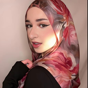 New 2026 Watercolor Rose Print Modal <strong>Hijab</strong> Soft Breathable Floral Headscarf For Women Wholesale Custom Logo - Product Image 2