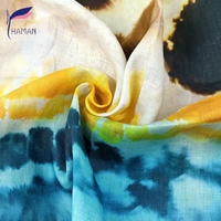 Kain Linen 100% Tenun Cetak Cat Air 130GSM Lembut Ramah Lingkungan Bernapas untuk Gaun Wanita, Anak Perempuan, Anak Laki-Laki, Kemeja, Sprei, dan Perlengkapan Rumah
