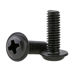 Black Pan Head <b>Screws</b> Metric Carbon Steel Class 8.8 Coarse Thread 10mm Cap Diameter - Product Image 2