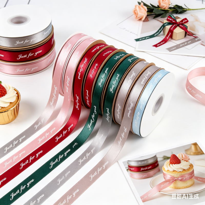 Factory Wholesale Custom Logo Polyester Red Ribbon Eco-Friendly Gift Packing Decoration for Christmas