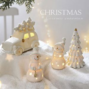 Adorno de Campana de Cerámica con Muñeco de Nieve Artificial, Decoración Micro para Paisajes en Miniatura, Decoración Navideña para Escritorio - Product Image 1