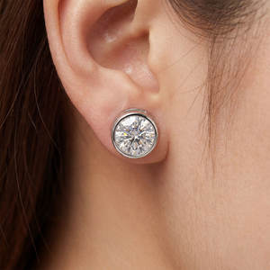 Boucles d'oreilles en or massif 10K/14K/18K avec diamants de laboratoire VVS - Certifiées IGI <span class=keywords><strong>1</strong></span> <span class=keywords><strong>Carat</strong></span>, Clous simples en forme de bulle, Bijoux fins de mariage pour femme - Product Image 5
