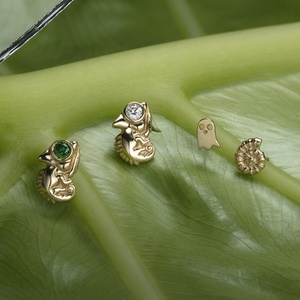 14KT ใหม่ giometal ผีด้านบนสีเหลืองทองเจาะ earringstragus จมูกเครื่องประดับ Threadless หรือเกลียว - Product Image 3