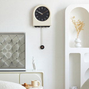 French Style Cream Wall <b>Clock</b> Arched Shape <b>Battery</b> Powered Scanning Mechanism For Living Room Decor - Product Image 2