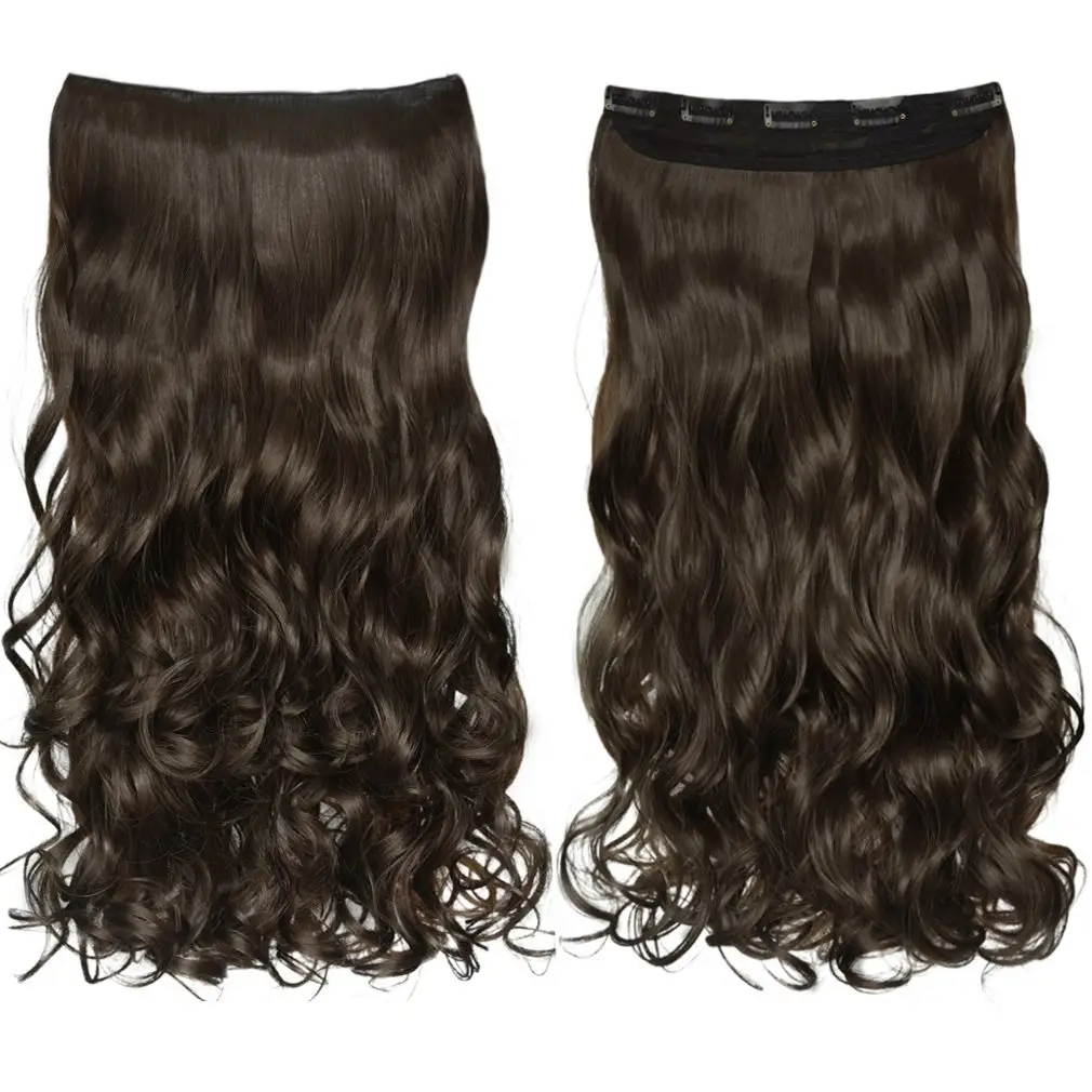 Extensions naturelles soyeux lisses Remy 5 Clips — doreen, cheveux humains, demi-tête avec Clips, Quad tissage, en une pièce