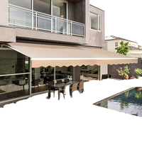 Auvent de terrasse rétractable multifonctionnel manuel 100% polyester, imperméable, durable, auvents décoratifs d'extérieur pour usage résidentiel