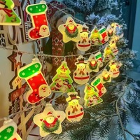 Guirlande lumineuse décorative de Noël pour la décoration de la pièce, lumières colorées, bonhomme de neige, Père Noël, sapin de Noël