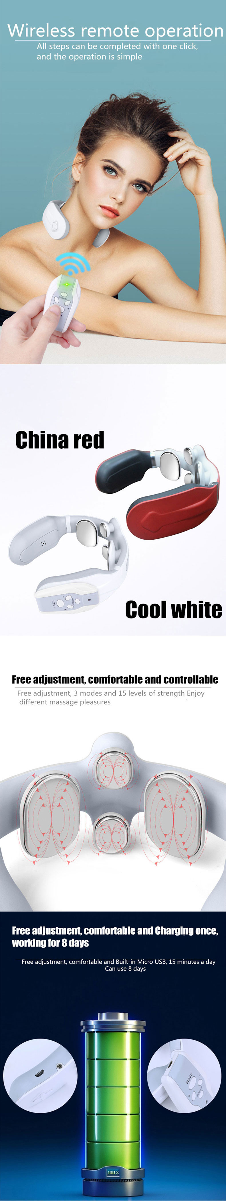 New Rechargeable U Shaped Tens Car wireless Folding Cervical Neck Pain Muscle Lifting Belt Pillow Stretcher Equipment Massager
