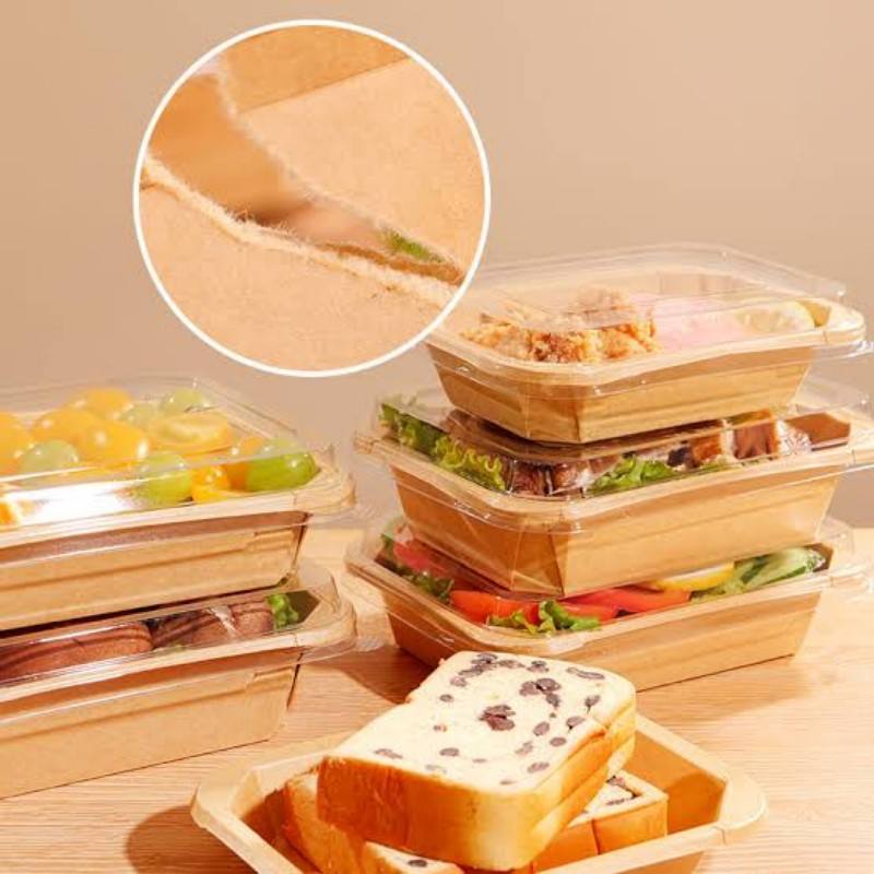 Low MOQ Kraft Paper Takeaway Container Food Grade Disposable Box with ...