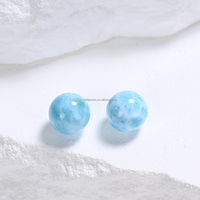 Anting-anting Pasangan Larimar Buatan Tangan - Batu Permata Karibia Berkualitas Tinggi, Halus dan Dipoles