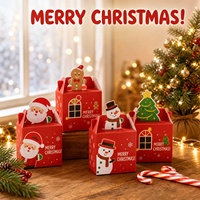 Boîte cadeau personnalisée de Noël avec poignée, boîte en papier imprimée pour les fêtes, pour bonbons, biscuits, friandises, emballage en gros