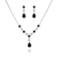 Ensemble élégant de collier et boucles d'oreilles pendantes en cristal, asymétrique, goutte d'eau, zircon, réglable, romantique