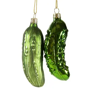 Custom made pickle food shaped Christmas baubles ornament DIY matte metallic food hand painted ornaments for Xmas tree decor