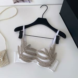 Top de Brasier Sexy y Moderno para Mujer, <span class=keywords><strong>con</strong></span> Diseño de Hojas Brillantes y Pedrería, <span class=keywords><strong>con</strong></span> Diamantes - Product Image 4