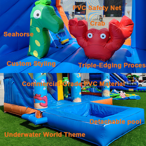 Château gonflable PVC Ocean World <span class=keywords><strong>avec</strong></span> toboggan aquatique et <span class=keywords><strong>piscine</strong></span> pour célébration d'anniversaire - Product Image 2