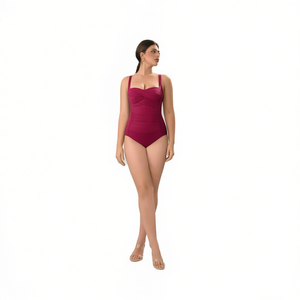 Costume da bagno intero taglie forti HDJ, modellante e contenitivo, tinta unita in spandex e poliestere - Product Image 1