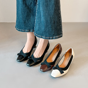 <span class=keywords><strong>Escarpins</strong></span> Femme Style Français Éblouissant à Deux Talons, Nouveauté Printemps 2026, Nœud Papillon, Bouche Peu Profonde, Élégants, Confortables, <span class=keywords><strong>Talon</strong></span> Aiguille, Faciles à Enfiler - Product Image 1