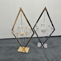 Vente en gros de décoration de mariage de luxe, bougeoir haut transparent, candélabres dorés pour mariage, centres de table