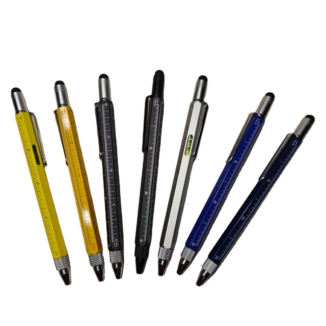 Ruler & Level Screwdriver Sports Logo Ballpoint Twist Pen 1.0mm Writing Width Touch Screen Multi Function Tool Pen