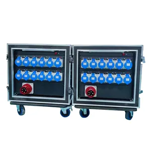 Peralatan pencahayaan panggung 3 fase, kotak Distributor daya Output tahan air 12 cara 32A