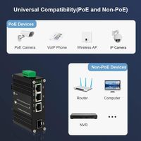 Switch de Red Industrial Gigabit PoE de 3 Puertos - Switch Ethernet PoE de 3 Puertos + SFP de 1 Puerto, 12~48VDC