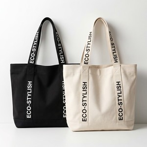 Custom Logo Canvas Letter Shoulder Carrier <b>Bag</b> Printed Logo Plain Tote Wholesale for Women Customizable Pattern - Product Image 1